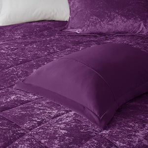 English Elm Twin/Twin Velvet Comforter Set Felicia Crushed Purple Quilted Diamond Hypoallergenic Cozy Glamorous Plush B03595929