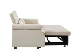 English Elm Artemax Velvet Tufted Convertible Loveseat Sleeper with Nailhead Trim for Small Spaces Beige W668100738