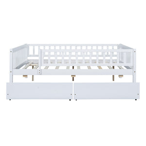 English Elm Full Pine Wood Daybed with Storage Drawers for Guest Room or Studio Living White WF301868AAK