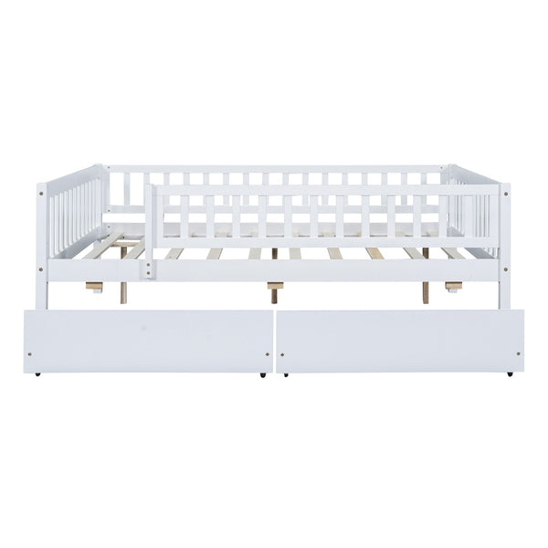 English Elm Full Pine Wood Daybed with Storage Drawers for Guest Room or Studio Living White WF301868AAK