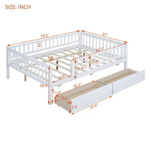 English Elm Full Pine Wood Daybed with Storage Drawers for Guest Room or Studio Living White WF301868AAK