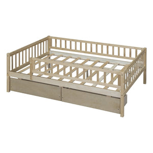 English Elm Full Pine Wood Daybed with Storage Drawers for Guest Room or Studio Living WF301868AAN