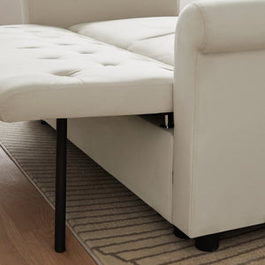 English Elm Artemax Velvet Tufted Convertible Loveseat Sleeper with Nailhead Trim for Small Spaces Beige W668100738