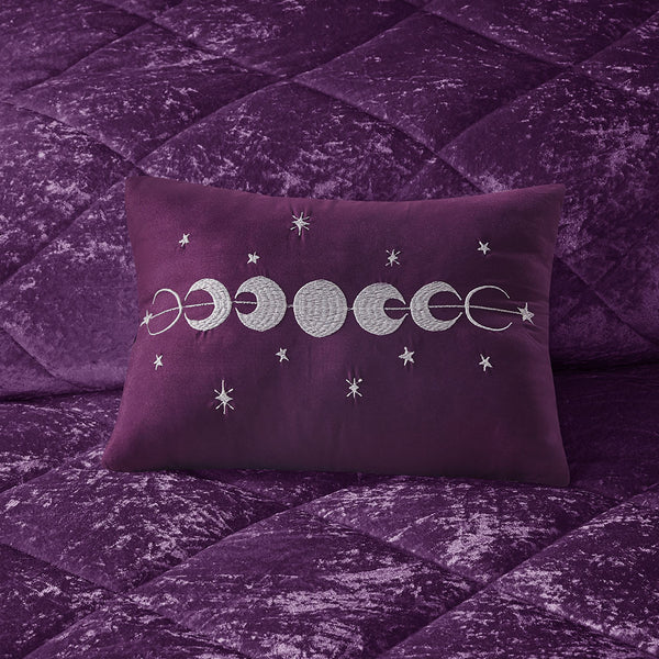 English Elm Twin/Twin Velvet Comforter Set Felicia Crushed Purple Quilted Diamond Hypoallergenic Cozy Glamorous Plush B03595929