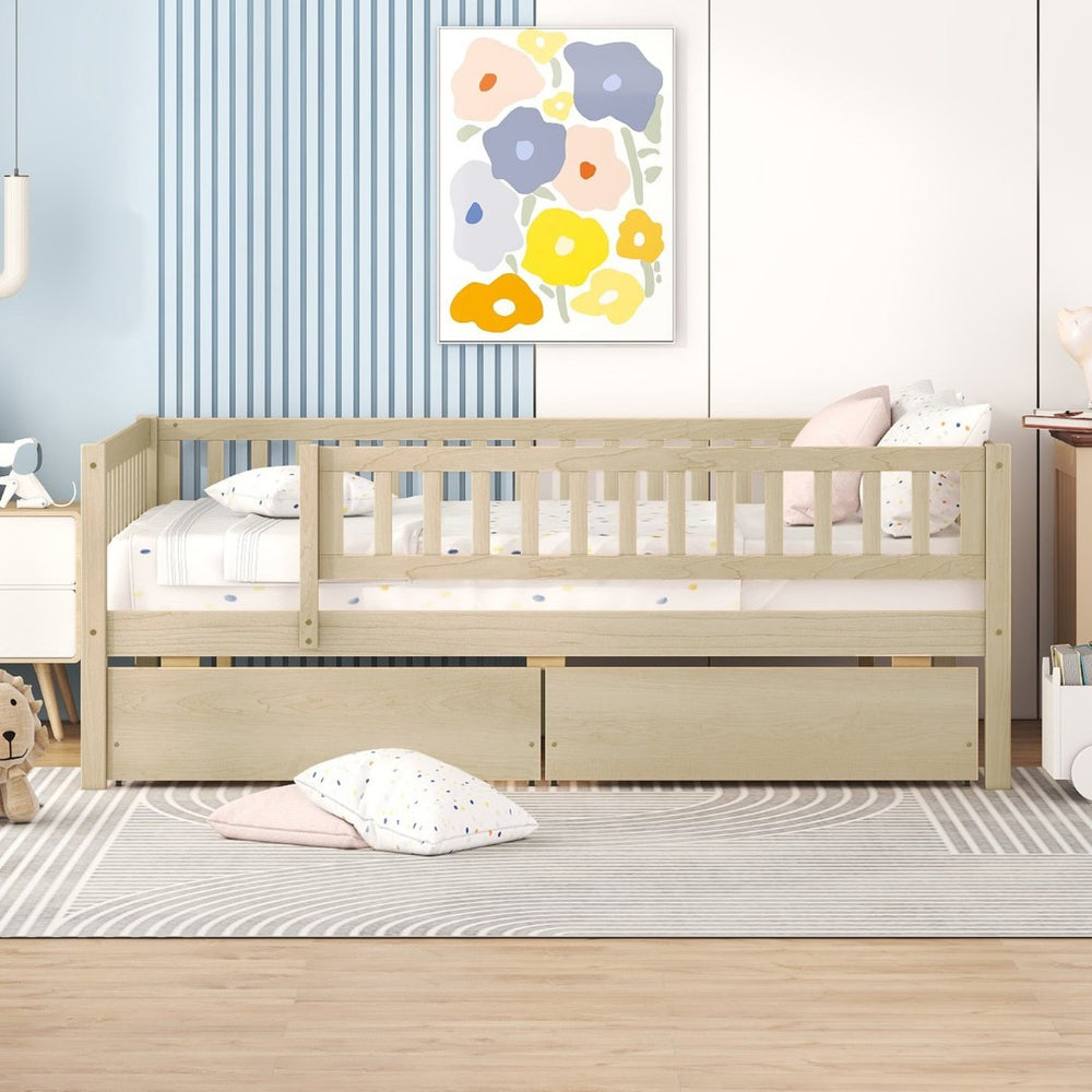 English Elm Full Pine Wood Daybed with Storage Drawers for Guest Room or Studio Living WF301868AAN