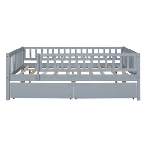 English Elm Full Pine Wood Daybed with Storage Drawers for Guest Room or Studio Living Gray WF301868AAE