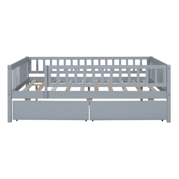 English Elm Full Pine Wood Daybed with Storage Drawers for Guest Room or Studio Living Gray WF301868AAE