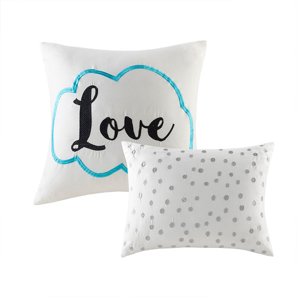 English Elm Full/Queen Metallic Printed Comforter Set with Aqua Geometric Metallic Print, Embroidered Pillows, Antimicrobial Protection Aqua+Silver 21.65 L x 18.5 W x 11.02 H B03595835