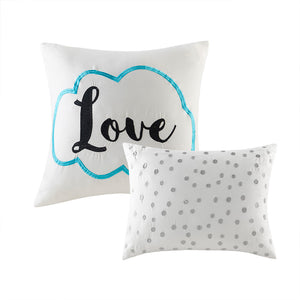 English Elm King/Cal Raina Metallic Geometric Comforter Set with Embroidered Decorative Pillows and Antimicrobial Protection Aqua+Silver 21.65 L x 18.5 W x 11.81 H B03595836