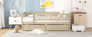 English Elm Full Pine Wood Daybed with Storage Drawers for Guest Room or Studio Living WF301868AAN