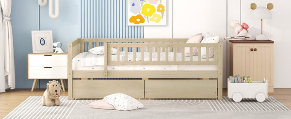 English Elm Full Pine Wood Daybed with Storage Drawers for Guest Room or Studio Living WF301868AAN