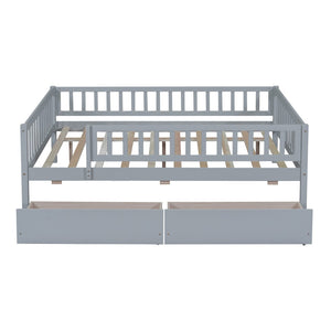 English Elm Full Pine Wood Daybed with Storage Drawers for Guest Room or Studio Living Gray WF301868AAE