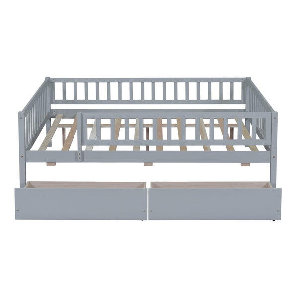 English Elm Full Pine Wood Daybed with Storage Drawers for Guest Room or Studio Living Gray WF301868AAE