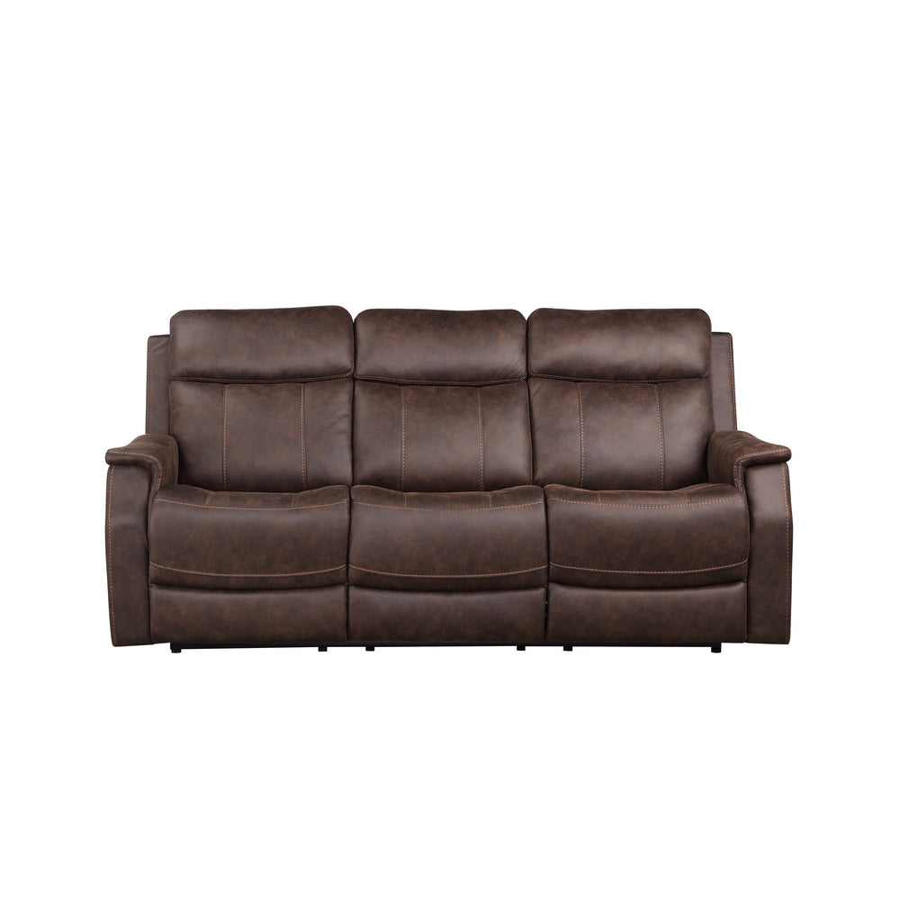 English Elm Steve Silver - Valencia Power Recliner Sofa Walnut with USB Ports, Hand-Stitched Scoop Arms, 100% Polyester Cover B081109520