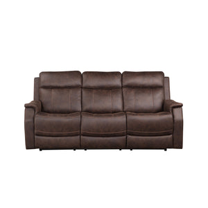 English Elm Steve Silver - Valencia Power Recliner Sofa Walnut with USB Ports, Hand-Stitched Scoop Arms, 100% Polyester Cover B081109520