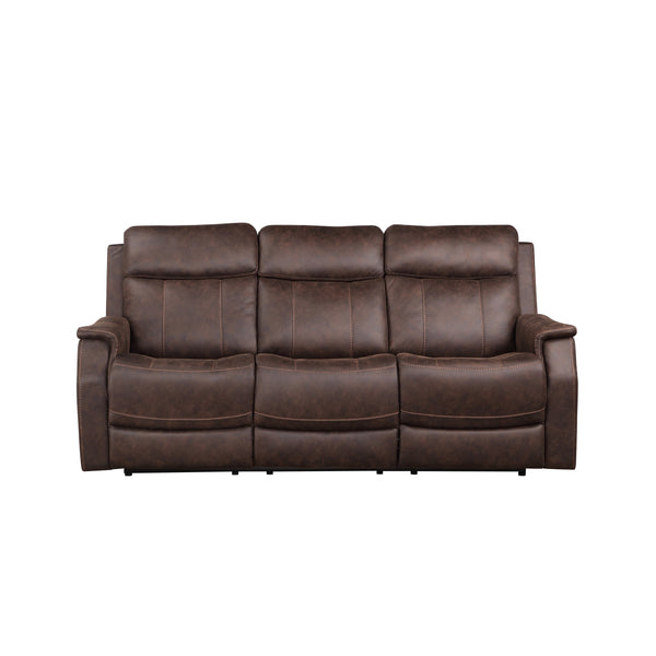 English Elm Steve Silver - Valencia Power Recliner Sofa Walnut with USB Ports, Hand-Stitched Scoop Arms, 100% Polyester Cover B081109520