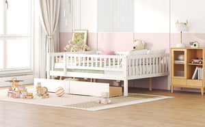 English Elm Full Pine Wood Daybed with Storage Drawers for Guest Room or Studio Living White WF301868AAK