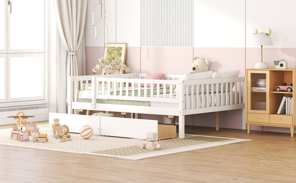 English Elm Full Pine Wood Daybed with Storage Drawers for Guest Room or Studio Living White WF301868AAK