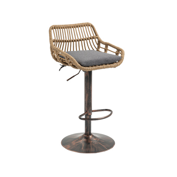 English Elm Modern Swivel Bar Stools Set of 2 Adjustable Counter Height Chairs with Linen Seat Vintage Gold Frame Gray W39594823