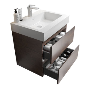 English Elm Alice 24" Floating Bathroom Vanity With Large Storage & Glossy White Sink - Modern Eco-Friendly Design W1865S00016