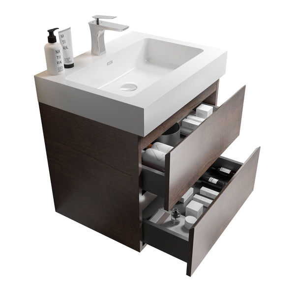 English Elm Alice 24" Floating Bathroom Vanity With Large Storage & Glossy White Sink - Modern Eco-Friendly Design W1865S00016