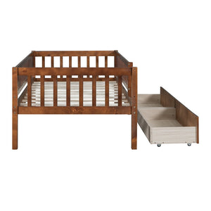 English Elm Twin Pine Wood Daybed with Storage Drawers for Guest Room or Studio Space Walnut WF301864AAL