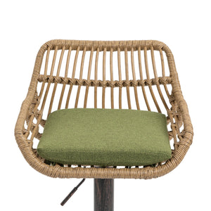 English Elm Modern Swivel Bar Stools Set of 2 Adjustable Counter Height Chairs with Linen Seat Vintage Gold Frame Green W39594822