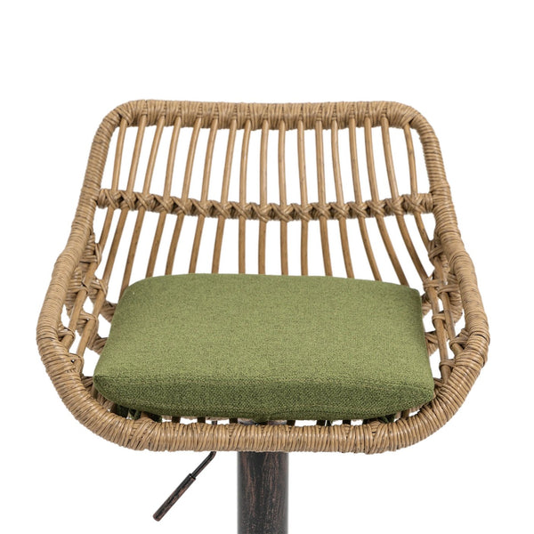 English Elm Modern Swivel Bar Stools Set of 2 Adjustable Counter Height Chairs with Linen Seat Vintage Gold Frame Green W39594822