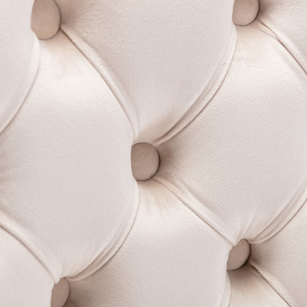 English Elm A&A Corduroy Dining Chair Set - Modern Armless Accent Side Chairs with Gold Metal Base, Tufted Beige Upholstery W114367602 W114367602