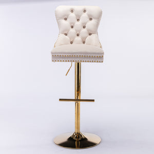 English Elm A&A Furniture Adjustable Velvet Swivel Barstools Set Of 2, Elegant Tufted Design For Home Bars & Kitchens W114367602