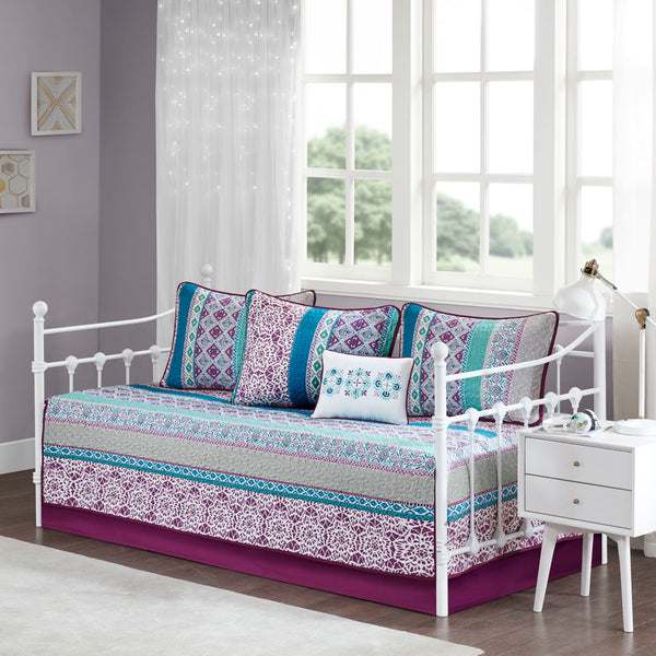 English Elm Daybed Joni 6-Piece Boho Reversible Set with Vibrant Global Prints, OEKO-TEX, Antimicrobial Finish B03596120