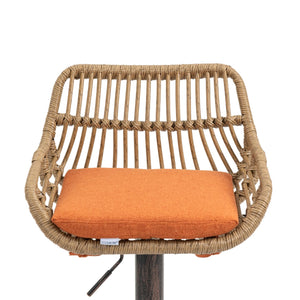 English Elm Modern Swivel Bar Stools Set of 2 Adjustable Counter Height Chairs with Linen Seat Vintage Gold Frame Orange W39594824