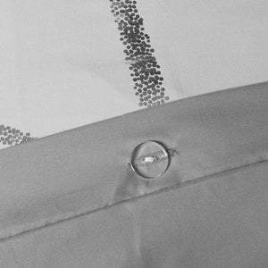 English Elm Twin/Twin Metallic Raina Duvet Cover Set with Geometric Silver Print, Embroidered Pillows, Antimicrobial Protection B03596035