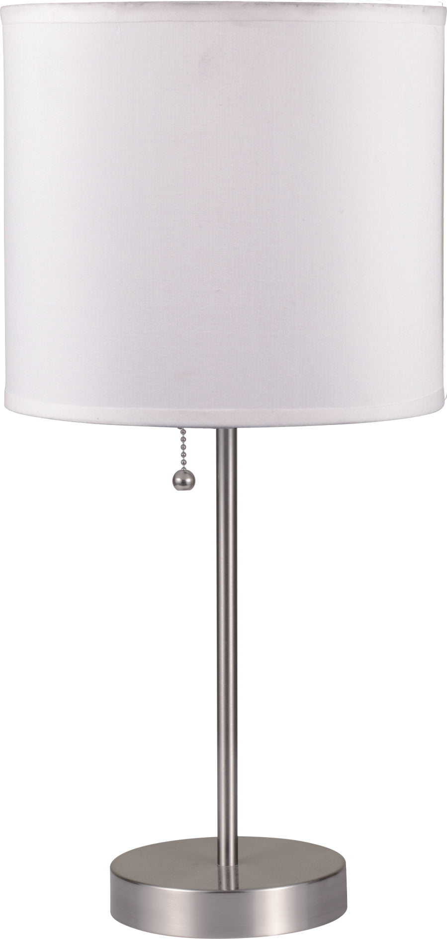 English Elm 19"H Brushed Nickel Pull Table Lamp with White Fabric Shade, 9" Dia, Metal Base, UL Listed, 40W Max B080107014