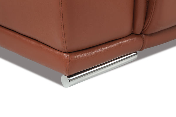 English Elm Global United Top-Grain Italian Leather Power Recliner in Camel with USB, Chrome Legs, Plush Foam Comfort B05777766
