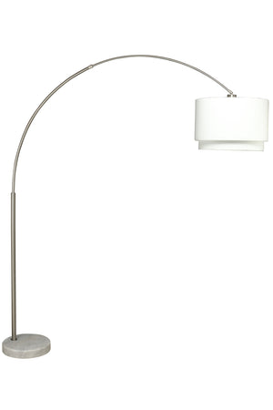English Elm 81"H Tear Drop Arched Adjustable Steel Floor Lamp with Real Marble Base and Large White Drum Shade B080107035