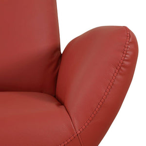 English Elm Global Modern Genuine Italian Leather Recliner Chair in Red with 3-Layer Foam, Chrome Base, Solid Wood Frame B05777799