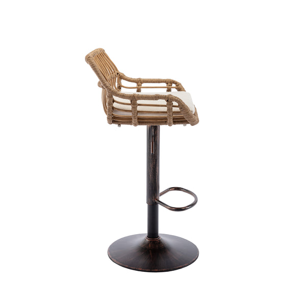 English Elm Modern Swivel Bar Stools Set of 2 Adjustable Counter Height Linen Seats 360° Rotation Vintage Gold W39594819
