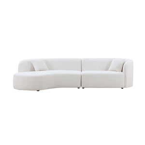 English Elm Luxury Modern Style Living Room Upholstery Curved Sofa With Chaise 2-Piece Set, Left Hand Facing Sectional, Boucle Couch, White