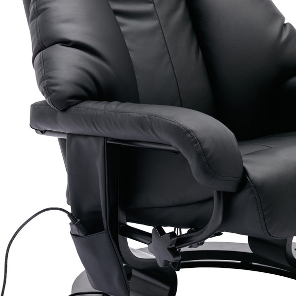 English Elm Recliner with Massage Ottoman Swivel Pu Leather Mid Century Modern Living Room Chair W1733102610