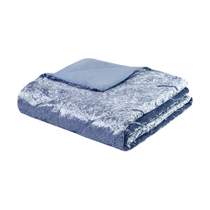 English Elm King/Cal King Velvet Duvet Cover Set in Periwinkle Crushed Velvet with Quilted Diamond Texture, Pillow B03596097