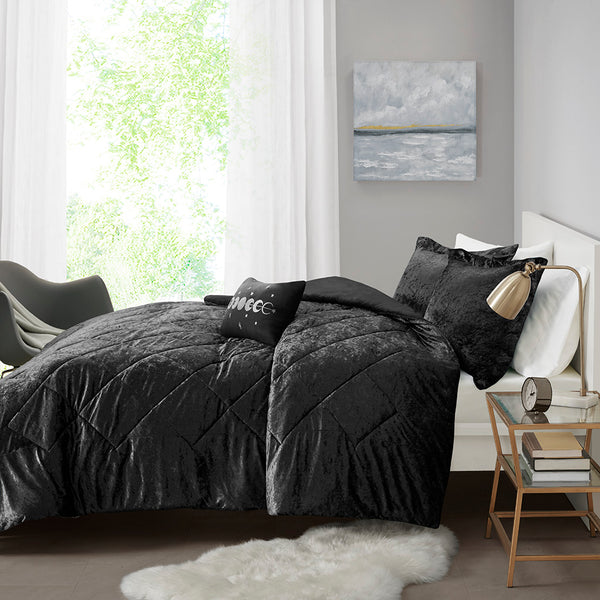 English Elm Full/Queen Felicia Velvet Duvet Cover Set with Quilted Diamond Texture, Shams & Decorative Pillow, Luxurious Softness B03596068