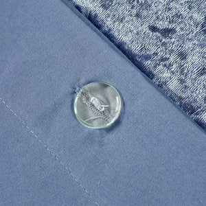 English Elm King/Cal King Velvet Duvet Cover Set in Periwinkle Crushed Velvet with Quilted Diamond Texture, Pillow B03596097