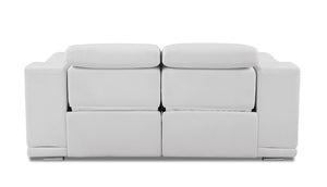 English Elm Global Top Grain Italian Leather Power Reclining Loveseat with USB Charger, Chrome Legs, High-Density Foam Cushioning White B05777773