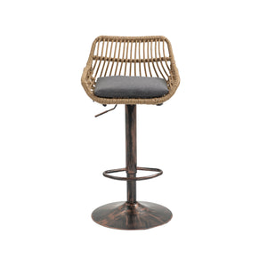 English Elm Modern Swivel Bar Stools Set of 2 Adjustable Counter Height Chairs with Linen Seat Vintage Gold Frame Gray W39594823