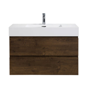 English Elm Alice 36" Walnut Floating Bathroom Vanity With Integrated Sink - Modern Design, Ample Storage Space! W1865S00018