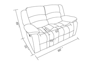 English Elm Global Top Grain Italian Leather Power Reclining Loveseat with USB Charger, Chrome Legs, High-Density Foam Cushioning Brown B05777779