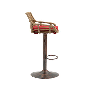 English Elm Modern Swivel Bar Stools Set of 2 Adjustable Counter Height Chairs with Linen Seat, Retro Rattan Back, 360° Rotation and Footrest, Vintage Gold Base, Durable Indoor/Outdoor Seating (Seat Height 25.6–33.9") Red W39594820