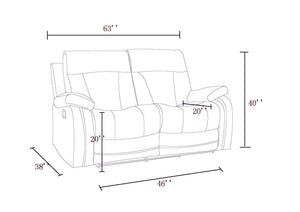 English Elm Global Reclining Microfiber Loveseat - Modern Comfort With Durable Design & Stylish Stainless Steel Base B05777764