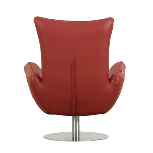 English Elm Global Modern Genuine Italian Leather Recliner Chair in Red with 3-Layer Foam, Chrome Base, Solid Wood Frame B05777799